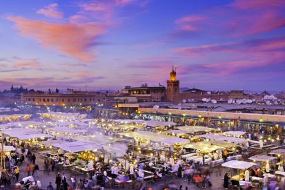 Food stalls and shopping at Djemaa el-Fna Square